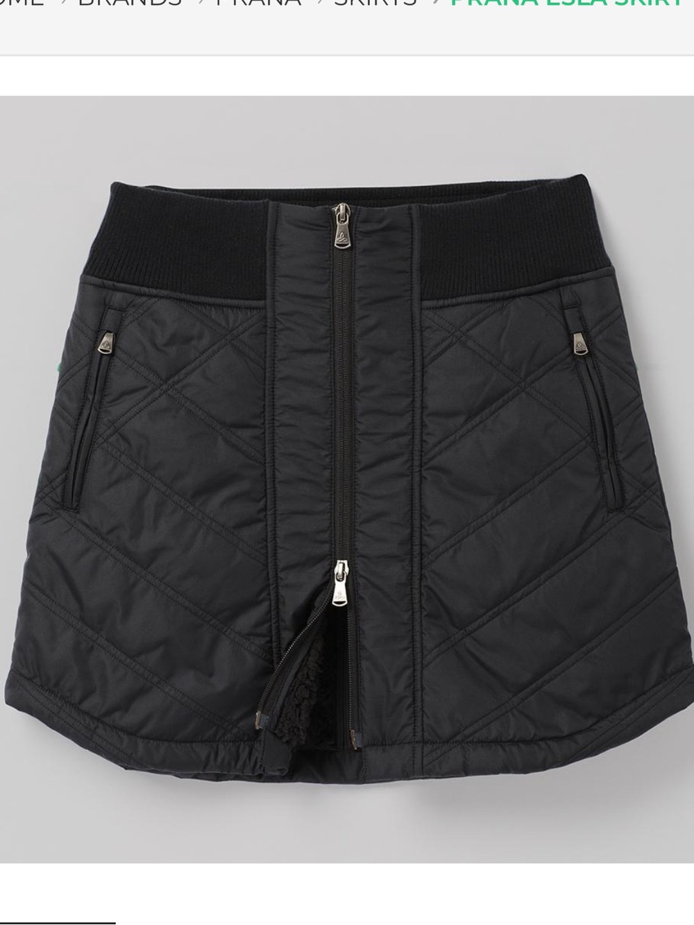 PrAna Esla quilted skirt w/water-resistant shell + warm fleece lining, Size S